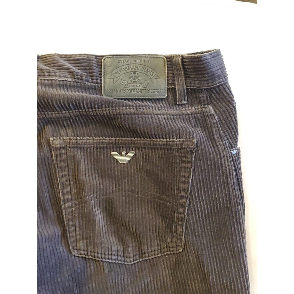 Gray Armani Jeans Corduroy Trousers Pants Regular Fit Milan Stretch Men Size 34